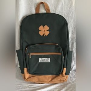 New Lucky Brand Leather Backpack Forest Green And Tan “Good Fortune”